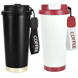 2pack Insulated Coffee Tumblers With Dualuse Lid And Straw 18oz Travel Mug With - Picture 1 of 7