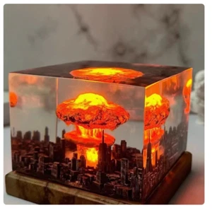 Mushroom Cloud Resin Shape Night Light Lamp LED Atomic Bomb Nuclear Explosion - Picture 1 of 13