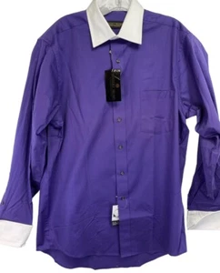 Donald Trump Mens Sz 16 Purple W/White Collar & French Cuff Dress Shirt(BB35) - Picture 1 of 7