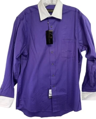 Donald Trump Mens Sz 16 Purple W/White Collar & French Cuff Dress Shirt(BB35) - Image 1 of 4