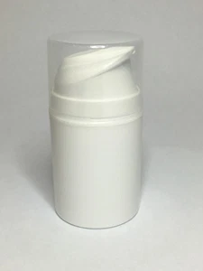 50ml White PP Plastic Airless Pump Dispenser Bottles With Overcap *ANY AMOUNT* - Picture 1 of 2