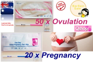 50 x Ovulation LH Test & 20 x Pregnancy hCG Test Strips Urine Fertility OPK Kit - Picture 1 of 6