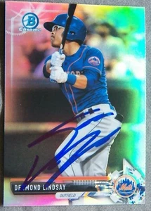 New York Mets Desmond Lindsay Signed 2017 Bowman Chrome Refractor Auto Card - Picture 1 of 1