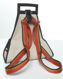HERMES Cavalier Toile Canvas Striped Small Dog Carrier Backback Bag Tote NEW - Imagen 1 de 9