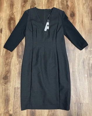 NWT Elie Tahari Princess Seam Sheath Wella Dress Charcoal Melange Wool Size 12 - Image 1 of 4