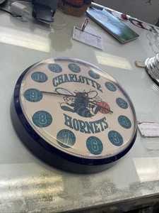 Vintage P & K NBA Charlotte Hornets Wall Clock Rare NBA Old Logo 1990 Plastic - Picture 1 of 9