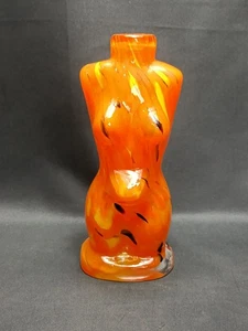 Ungewöhnlich geformte melierte Farbe Glas Karaffe/Vase Flasche Dame figural sehr guter Zustand - Bild 1 von 12