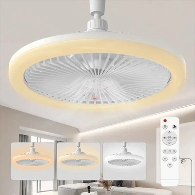 Modern E27 LED Small Ceiling Fan Light D25cm w/ Remote Control - Image 1 of 4