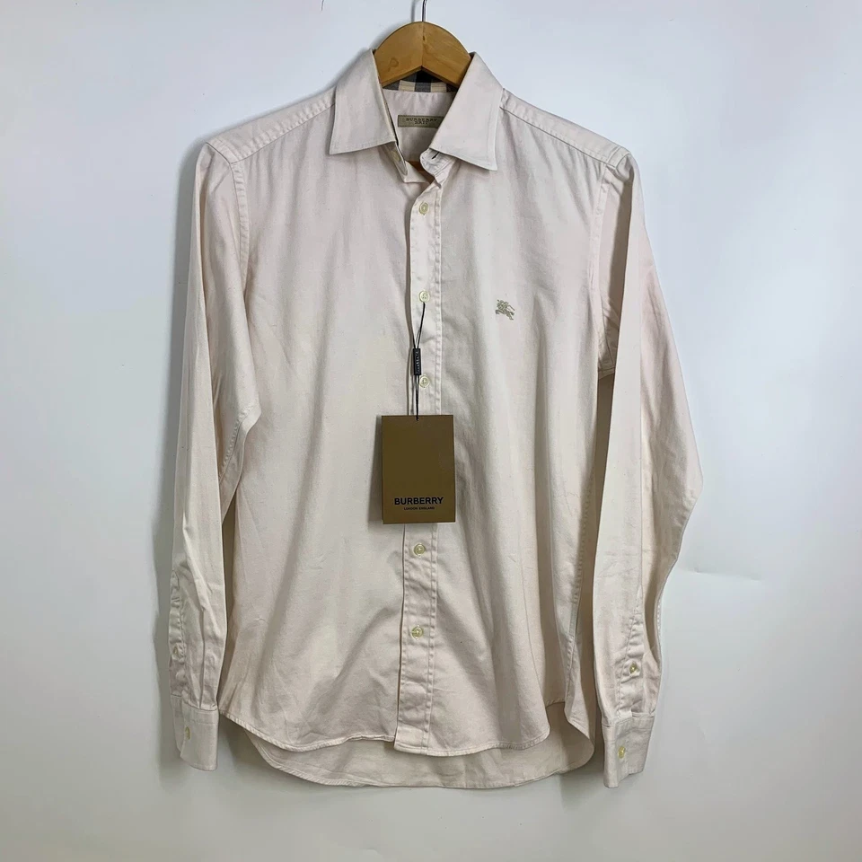 Burberry Monogram Motif Stretch Poplin Slim Fit Woven Shirt Men's White S