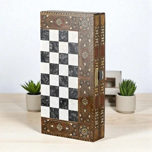 Vintage Style Backgammon Set – Handmade Wood & Inlay Design 🎁 Luxury Gift - Picture 1 of 9