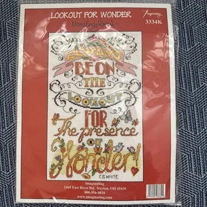 Lookout For Wonder Mary Engelbreit Phrase-Counted Cross Stitch Pattern EB White - Picture 1 of 2