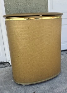 Vintage 50's Gold Midcentury Laundry Hamper - Picture 1 of 9