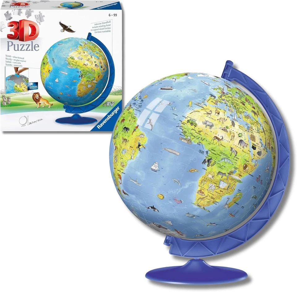 - Puzzle 3D Globo Terrestre Impara La Geografia Con Gli Animali | Puzzle 3D Bamb - Immagine 1 di 4