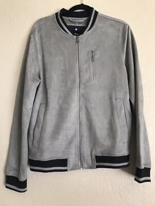 Ben Sherman Men's Faux Suede Bomber Jacket - Men, Small, Grey - Picture 1 of 4