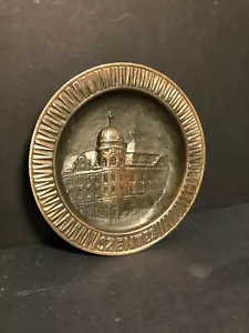 ANTIQUE C.1930'S SZENTES HUNGARY MUNICIPAL SAVINGS BANK WALL HANGING METAL PLATE - Picture 1 of 12