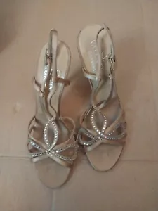 Valentino Garavan Womens Gold Tan Silver Stones Strappy Sandals 6 US 36.5 Eur - Picture 1 of 9