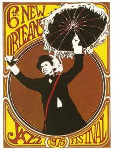 Postal de póster del Festival de Jazz de Nueva Orleans 1975 primera - Imagen 1 de 2