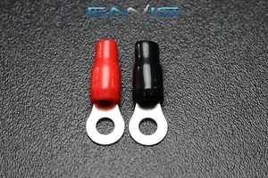 2 PCS 8 GAUGE RING TERMINALS 5/16 HOLE POWER GROUND RED BLACK CONNECTOR IB8GNRT - Picture 1 of 5