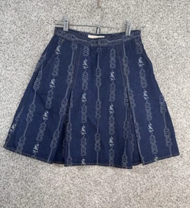 Tory Burch blau Zwillinge Jacquard Denim Mini A-Linie Faltenrock Größe 0 geometrisch - Bild 1 von 8