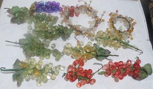 Vintage Lucite Faceted Bead Acrylic Grape Clusters Raspberry Yellow Green lot - Picture 1 of 12