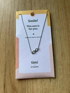 Timi of Sweden Silver Tone Infinity Dainty Pandent Chain Necklace Women Jewelry - Picture 1 of 3