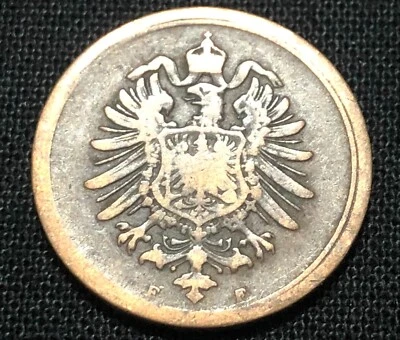 German Empire 1 Pfennig 1887 F. World Coin. Stuttgart Mint - Image 1 of 4