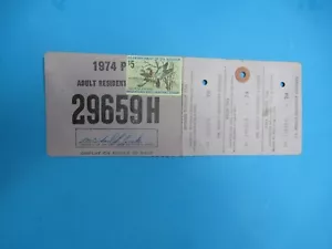 1974 PENNSYLVANIA LICENZA DI CACCIA CON FRANCOBOLLO ANATRA - Foto 1 di 4