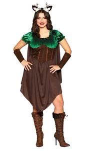 Halloween Costume Green & Brown Mystical Wood Huntress Dress Costume New S 4/6 - Picture 1 of 2