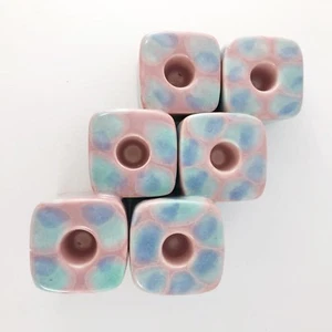 2 Vintage Royal Haeger Candleholders Mauve Agate Pottery Block - Picture 1 of 12