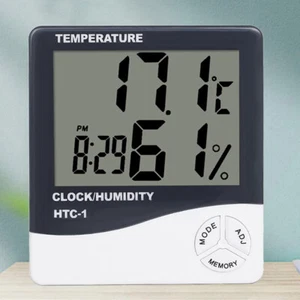 Termometro Igrometro Orologio Digitale Data Con Display Lcd 12/24 Ore Allarme - Foto 1 di 8