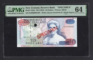 New Zealand 10 Dollars ND(1994) P182bs "Specimen N003 " UNC Grade 64 - Picture 1 of 2