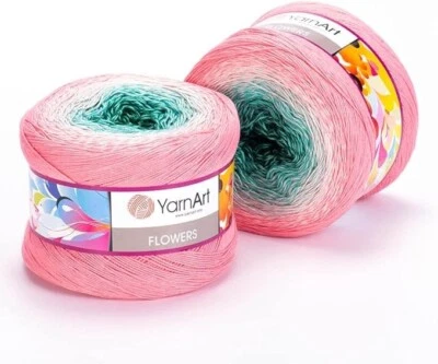 YARNART Yarn Art Flowers 55% Cotton 45% Acrylic 1094yds Multicolor Rainbow Crochet 292