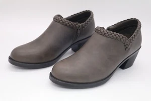 EASY STREET RY WOMEN'S SIZE 6.5M SHOOTIES COMFORT SHOES HEELS SIDE ZIP GRAY - Picture 1 of 4