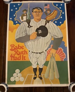 Vintage Babe Ruth Had It Williamsburg Offset 70er Poster 25x35 Union Camp - Bild 1 von 10