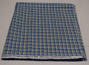 100% cotton fabric piece BLUE PLAID 1/2 yard MOOSE LAKE exclusively quilters - Picture 1 of 3