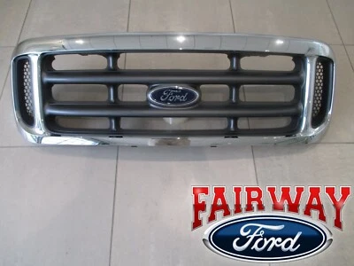 99 thru 04 Super Duty F250 F350 F450 F550 OEM Genuine Ford Chrome Grille Grill - Image 1 of 4