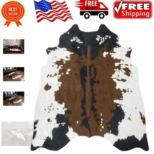 Classic Brown & White Cow Print Area Rug - Non-Slip, Machine Washable 5.2'X4.6' - Picture 1 of 10