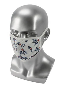 Blue / Red Flower Cotton Face Covering - Picture 1 of 1