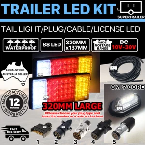 Pair of 88 LED Trailer Lights Kit 1x Number Plate, Plug, 8M 7 Core Cable 12v 24v - Picture 1 of 11