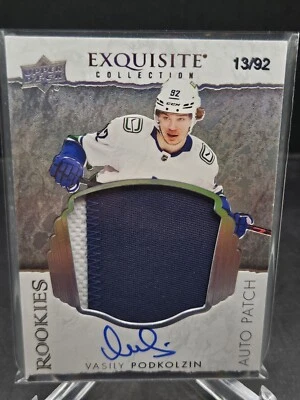 Vasily Podkolzin Exquisite Collection Rookie Patch Auto / 72 2 Color !!  2022-23 - Image 1 of 2