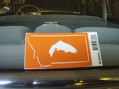 SIMMS (not a fake reprint) Orange Montana Trout Fly Fishing Authentic sticker - Image 1 of 2