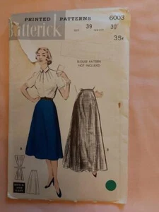 Butterick 6003 Vintage Six Gore Skirt Pattern  Size Hip 39", Waist 30" - Imagen 1 de 2