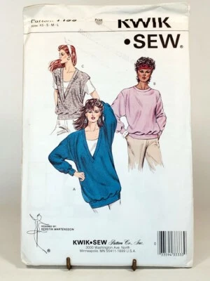 Pattern Misses Sweaters Sweat Shirt Vest Stretch Fabrics Size XS-L Kwik Sew 1455 - Image 1 of 2