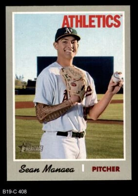 2019 Topps Heritage #408 Sean Manaea Athletics SHORT-PRINT 8 - NM/MT - Image 1 of 2