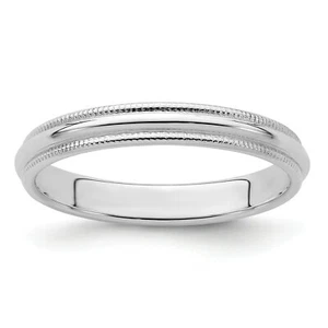 Banda de boda media redonda de plata esterlina pulida unisex de 3 mm Milgrain talla 4 - 13,5 - Imagen 1 de 24