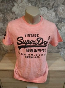 Superdry men's t-shirt size S orange black logo - Picture 1 of 12