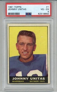 1961 TOPPS #1 JOHNNY UNITAS FOOTBALL CARD BALTIMORE COLTS PSA 4 LOW POP RARE - Picture 1 of 2