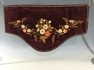 Victorian Burgundy Silk Velvet Embroidered Valance~ Must see - Picture 1 of 8