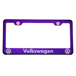 Laser Engraved Volks Vw Blue Purple License Plate Frame 304 Stainless Steel - Picture 1 of 10