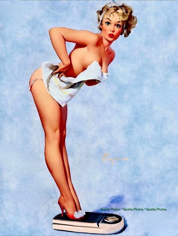 Mulher em Suportes de Toalha em Escala 8,5x11" Impressão Fotográfica, Gil Elvgren Pinup Cheesecake - Imagem 1 de 1